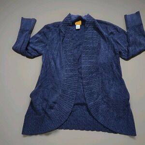 Ruby Rd Plush Open Cardigan Womens Sz Small Petite Navy Blue